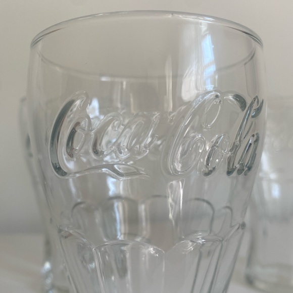 VTG Coca-Cola Classic Collectible Embossed Clear Drinking Glasses 16oz Set Of 3 - Picture 4 of 11